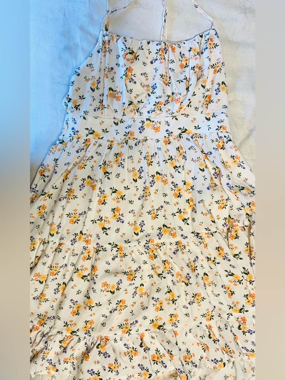 Floral Tiered Sun Dress - Yellow/Cream